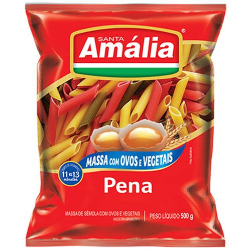 Macarrão com Ovos e Vegetais Santa Amália Pena Color Pacote 500 g
