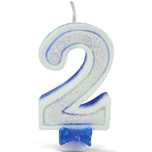 Vela de Aniversário Regina Super Glitter Azul Nº2 Unidade
