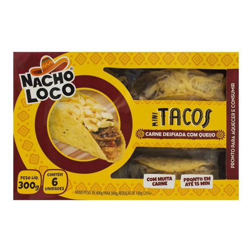 Mini Tacos Nacho Loco de Carne Caixa 400 g