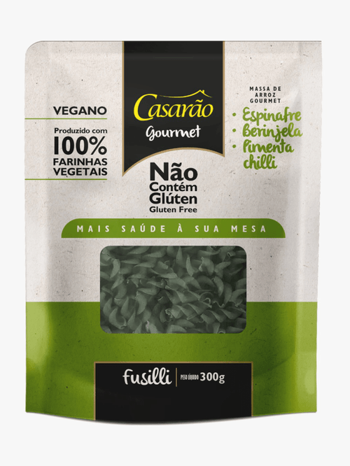 Macarrão Fusilli Espinafre Berinjela Pimentão Sem Glúten Casarão 200 G