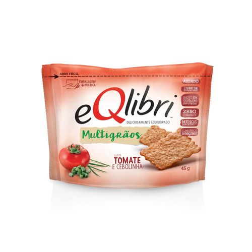 Biscoito Salgado eQlibri Multigrãos Tomate e Cebolinha Pacote 45 g