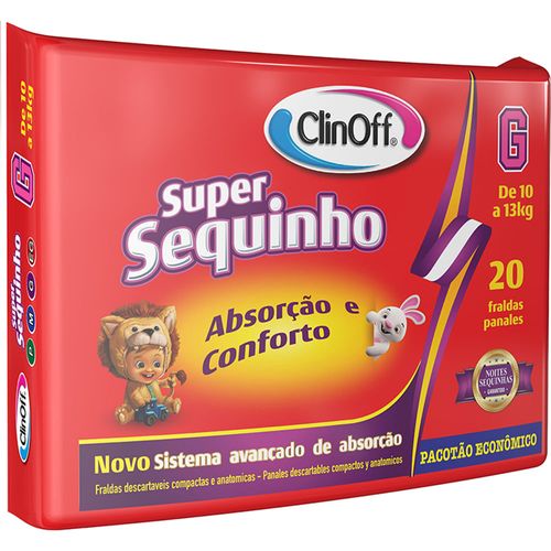 Fralda Infantil Clin Off Super Sequinho G Pacote Econômico com 20 Tiras