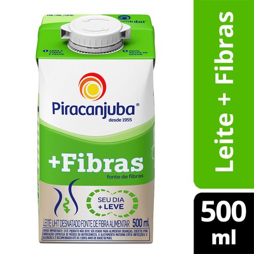 Leite Piracanjuba +Fibras Desnatado Tetra Pak 500ml