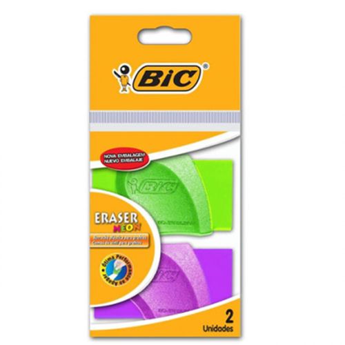 Borracha Azul e Cinza Plástica Bic Neon 2 Unidades