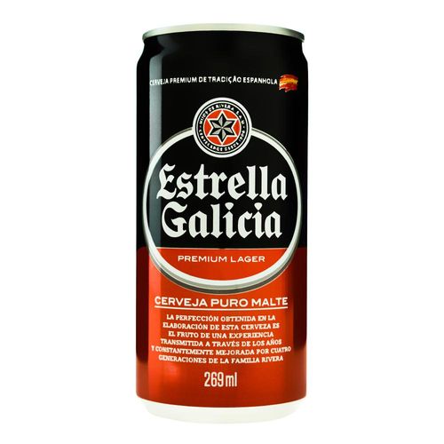 Cerveja Estrella Galicia Lata 269ml Embalagem com 12 Unidades