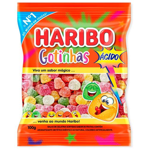 BALA GELAT HARIBO 100G-PC GOTINHAS ACIDO