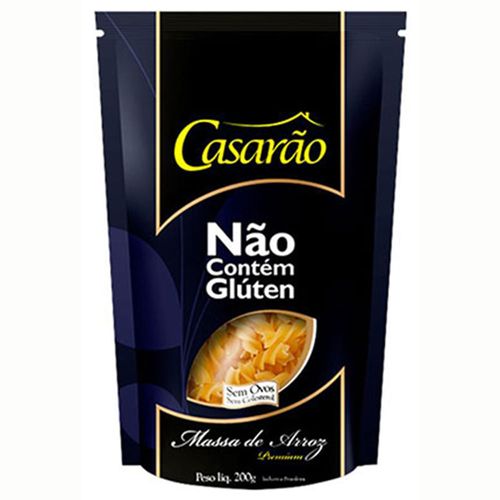 Massa de Arroz Casarão Integral Sem Glúten Fusilli Pacote 200 g