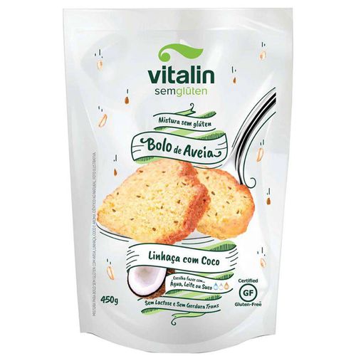 Mistura para Bolo de Aveia Integral Linhaça e Coco sem Glúten Zero Lactose Vitalin Sachê 300g