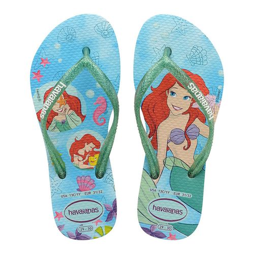 Sandália Havaianas Kids Slim Princess Branco Verde Trevo Nº 31 / 32 Par