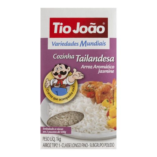 Arroz Tio João Variedades Mundiais Cozinha Tailandesa Aromático Jasmine 1kg