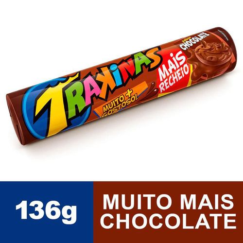 Biscoito Recheado TRAKINAS Mais Recheio de Chocolate 136g