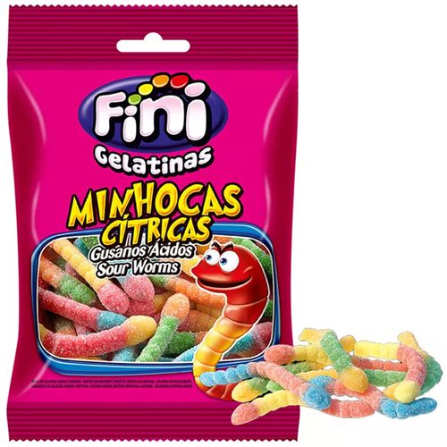 Bala Gelatina Fini Minhocas Cítricas 250g
