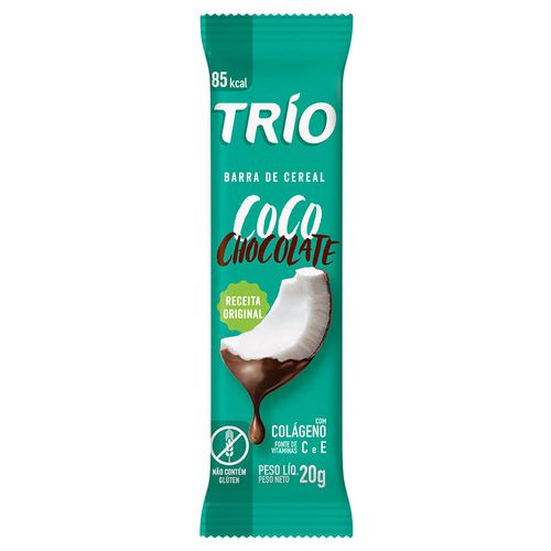 Barra de Cereal Coco Cobertura Chocolate Trio Pacote 20g