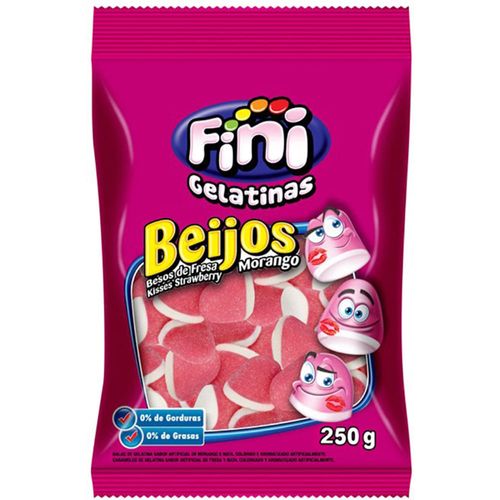 Bala Gelatina Fini Beijos Morango Pacote 250g