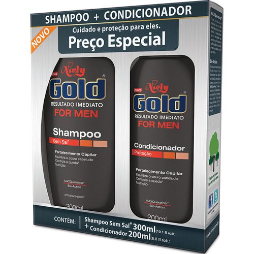 Kit Niely Gold Shampoo 300ml + Condicionador 200ml For Men