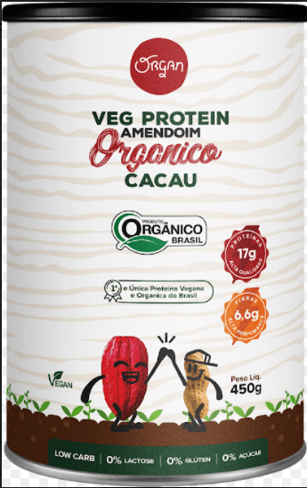 Veg Protein Amendoim Org Cacau Organ Pt 450g