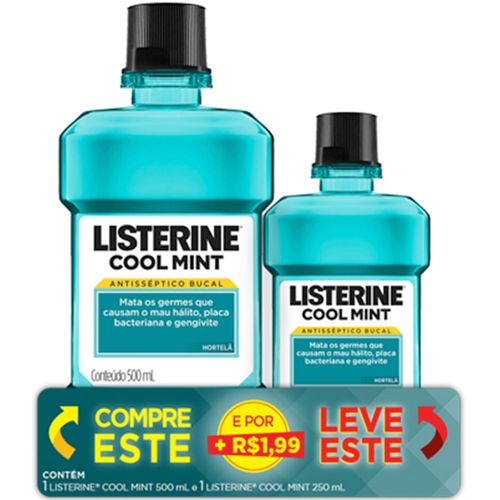 Kit Listerine Cool Mint 500ml + 250ml Pack Promocional