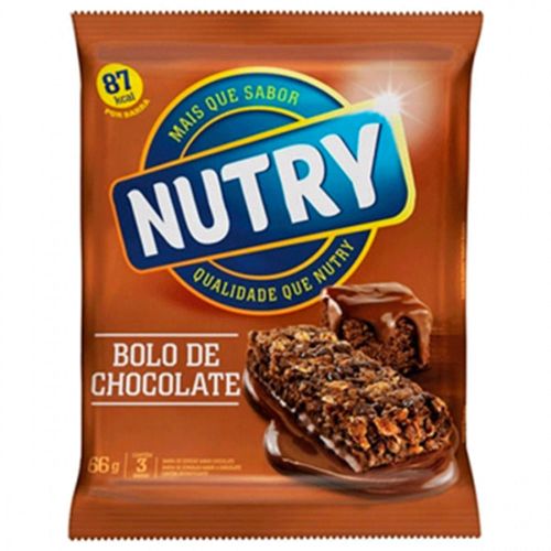 Barra de Cereais Nutry Bolo de Chocolate Caixa 66 g com 3 Unidades