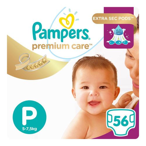 Fralda Descartável Infantil Pampers Premium Care P Pacote 56 Unidades