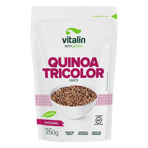 Quinoa Tricolor Em Grãos Integral Sem Glúten Vitalin Pouch 250g