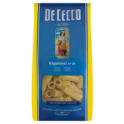 Massa Alimentícia Macarrão de Sêmola de Trigo Durum Rigatoni Napoletani 124 De Cecco Pacote 500g