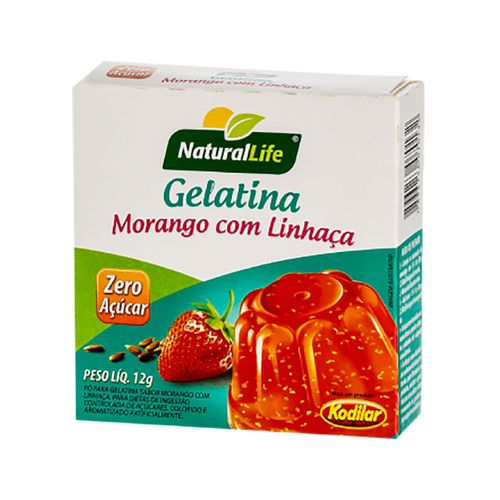 Gelatina Natural Life Zero Açúcar Morango com Linhaça 12g