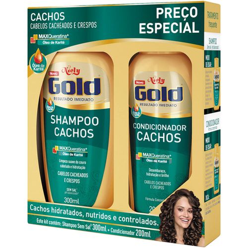 Kit Niely Gold Cachos Shampoo 275ml + Condicionador 175ml