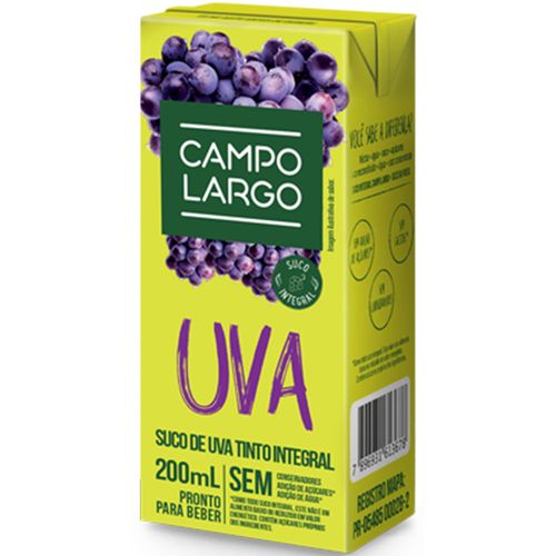 Suco Campo Largo Integral Uva 200 ml