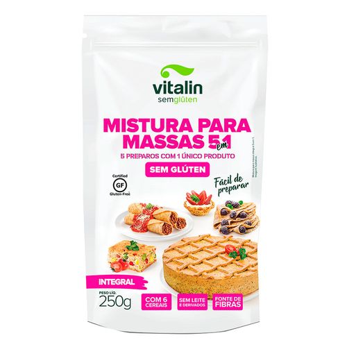 Mistura Integral para Massas Vitalin 5 em 1 Sem Glúten 250g