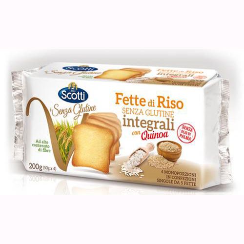 Torrada De Arroz Integral Quinoa Sem Glúten Riso Scotti Pacote 200g 4 Unidades