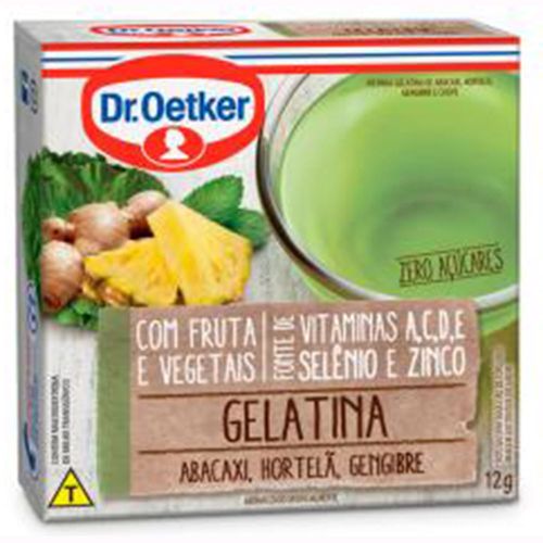 Gelatina em Pó Dr. Oetker Zero Açúcar Abacaxi, Hortelã e Gengibre 12g