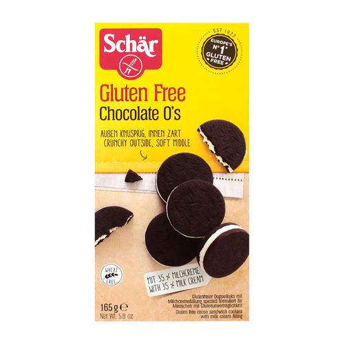 Biscoito Chocolate Recheio Creme de Leite sem Glúten Schär Caixa 165g