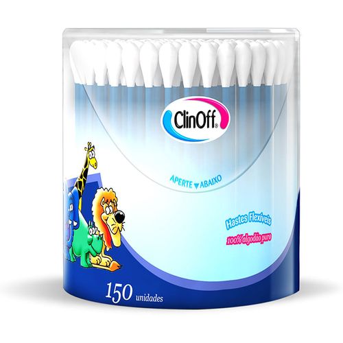 Haste Flexível Cotonete Clin Off Flip Top Com 150 Unidades