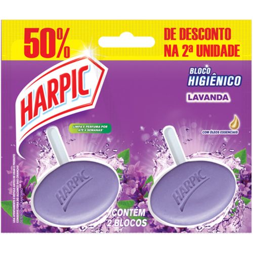 Desodorizador Sanitário Harpic Bloco Perfumado Lavanda Embalagem Promocional
