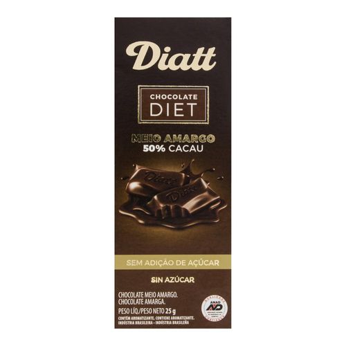 Chocolate Diet Diatt Meio Amargo Tablete 25g