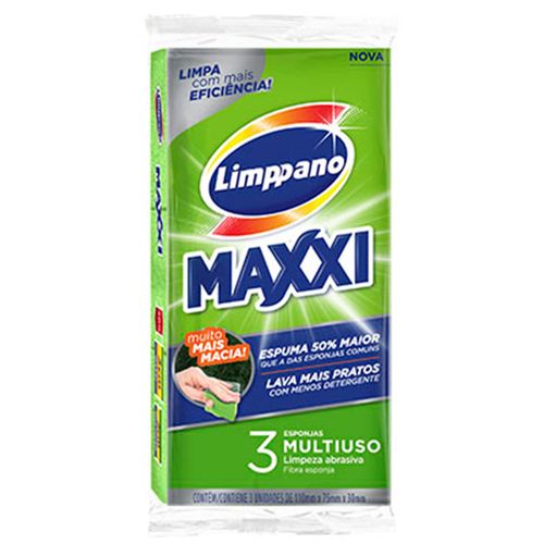 Esponja de Limpeza Abrasiva Limppano Maxxi Multiuso 3 Unidades