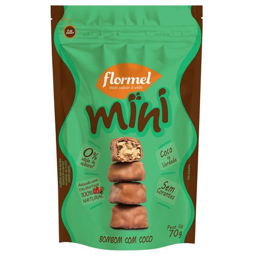 Bombom Flormel Mini Chocolate com Coco Zero Açúcar 60g