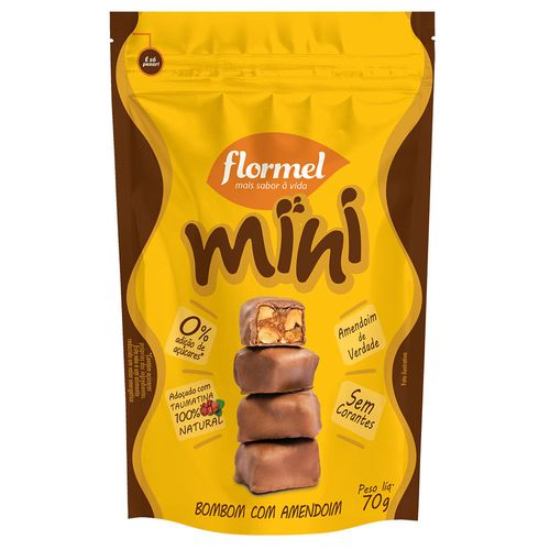Bombom Flormel Mini Chocolate com Amendoim Zero Açúcar 60g