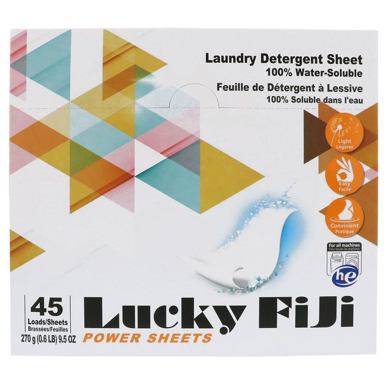 Folhas-Detergentes-para-Roupas-Lucky-Fiji-Power-Sheets-45-Unidades