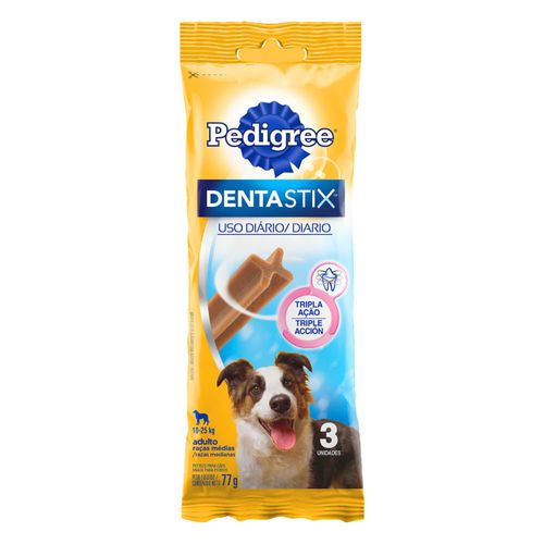 Petisco para Cães Adultos Raças Médias Pedigree Dentastix Pacote 77g 3 Unidades