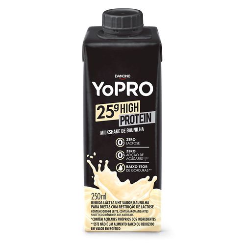 Bebida Láctea UHT Milkshake de Baunilha Zero Lactose Yopro 25g High Protein 250ml