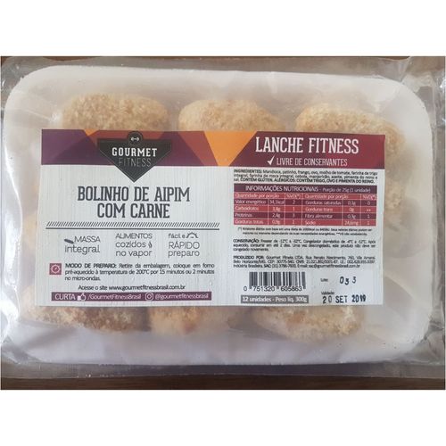 Bolinho de Aipim Gourmet Fitness Com Carne 300g