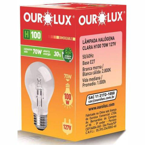 Lâmpada Halógena Ouro Lux 70W 127V Unidade