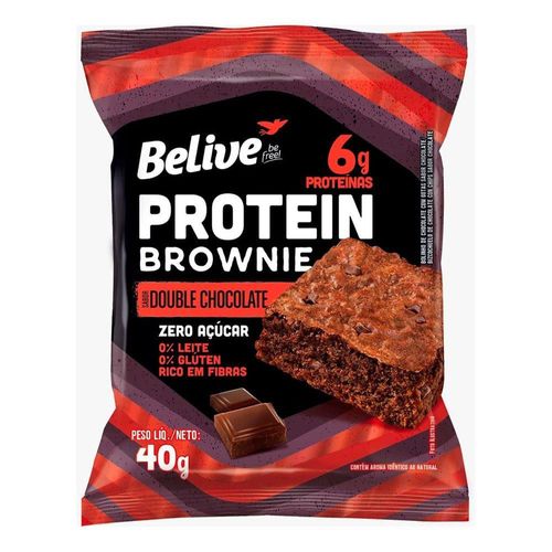 Protein Brownie Double Chocolate Com 6g De Proteínas Zero Açúcar Sem Glúten Sem Lactose Belive 40g