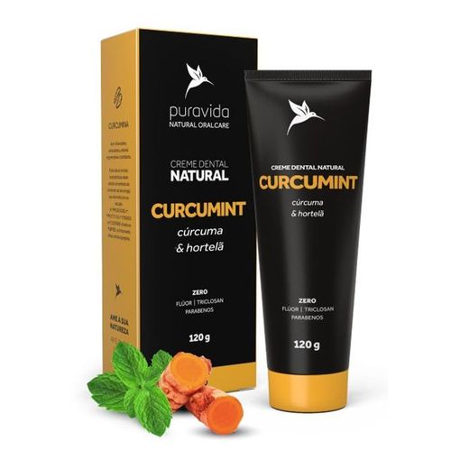 Creme Dental Pura Vida Natural Curcumint Cúrcuma e Hortelã 120g