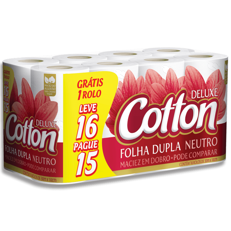 Papel-Higienico-Cotton-Folha-Dupla-30-metros-Leve-16-Pague-15-Unidades