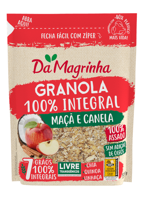 Granola 100% Integral da Magrinha Maça e Canela 850g