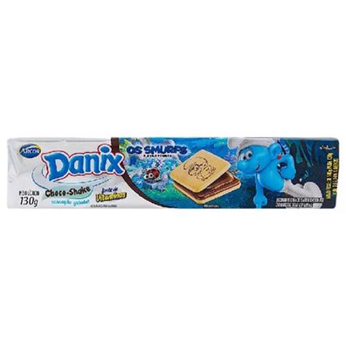Biscoito Recheado Danix Smurfs Choco Shake 130g
