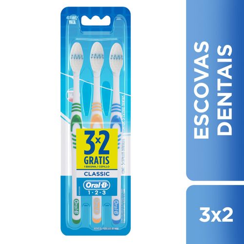 Escova Dental Oral-B Classic - 3 Unidades