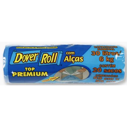 Saco Para Lixo Dover-Roll T-Premium Alça 30 Litros Rolo 20 Unidades